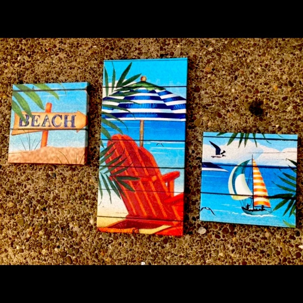 3 Pc Art In Motion Katie Blevins Beach Scene Wall Decor